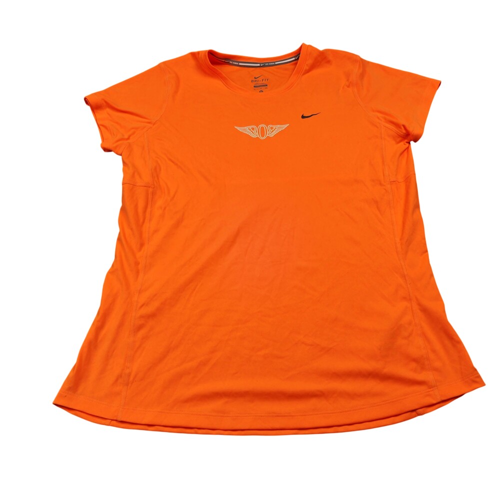 Nike Shirt Womens XL Orange Dri-FIT Running Moisture Wicking Athletic Top